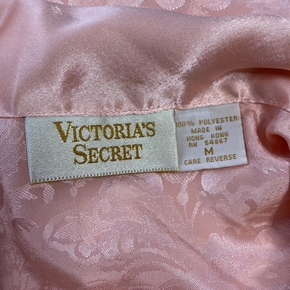 Vintage Victoria’s Secret Gold Label Pink Button Up Sleep Shirt Medium - Picture 5 of 6